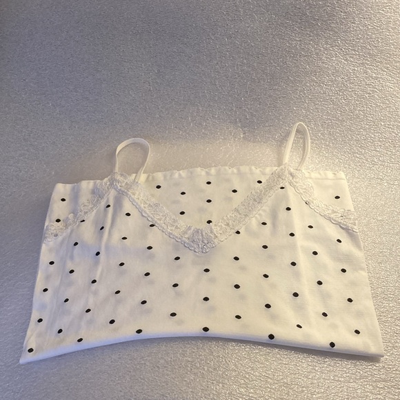 NWOT - Majora White & Black Stitched Polka Dot Scalloped Edge Camisole - Sz L - Picture 4 of 16